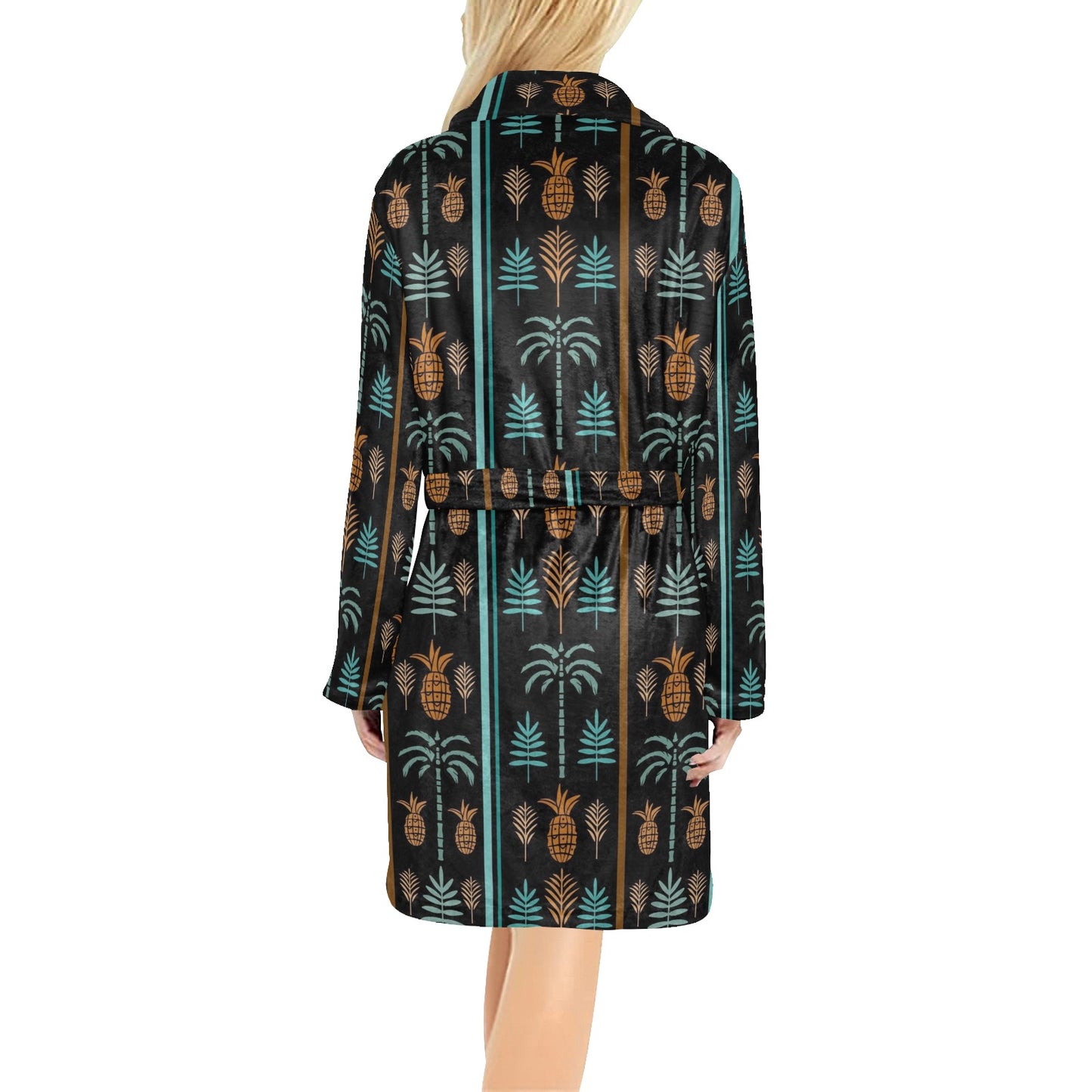 Hawaiian Themed Pattern Print Design H023 Women's Fleece Robe