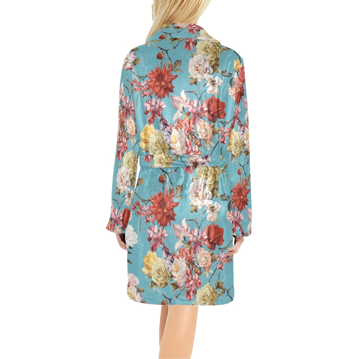 Summer Floral Pattern Print Design SF05 Women's Fleece Robe