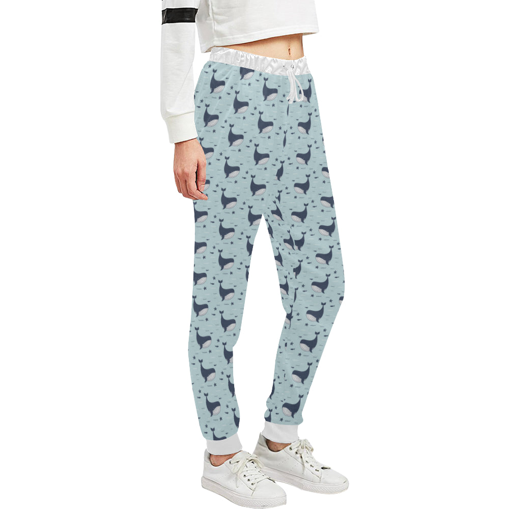 Whale Cute Design Themed Print Unisex Sweatpants
