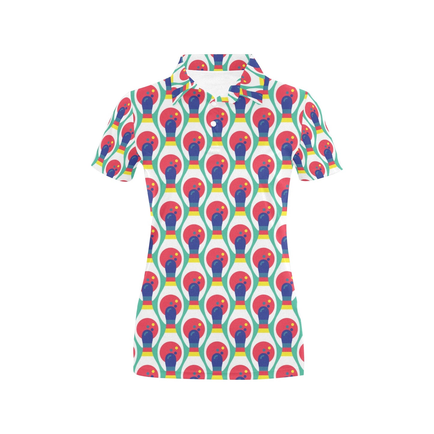 Bowling Pattern Print Design 05 Women's Polo Shirt
