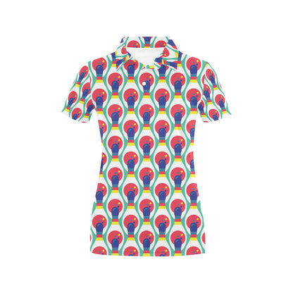 Bowling Pattern Print Design 05 Women's Polo Shirt