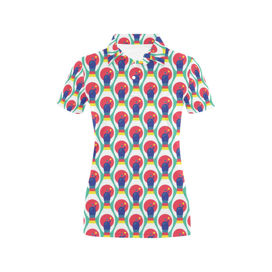 Bowling Pattern Print Design 05 Women's Polo Shirt
