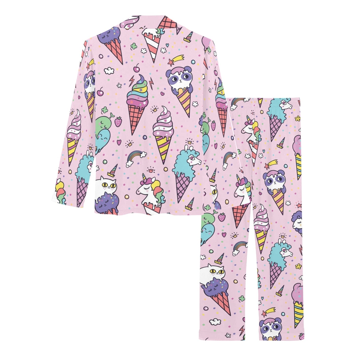 Ice Cream Pattern Print Design IC05 Women's Long Pajama Set