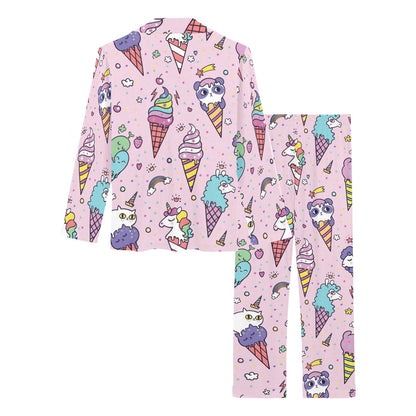 Ice Cream Pattern Print Design IC05 Women's Long Pajama Set