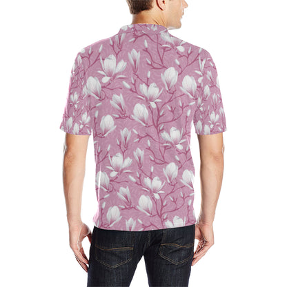 Magnolia Pattern Print Design MAG05 Men Polo Shirt