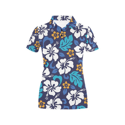 Hibiscus Pattern Print Design HB030 Women's Polo Shirt