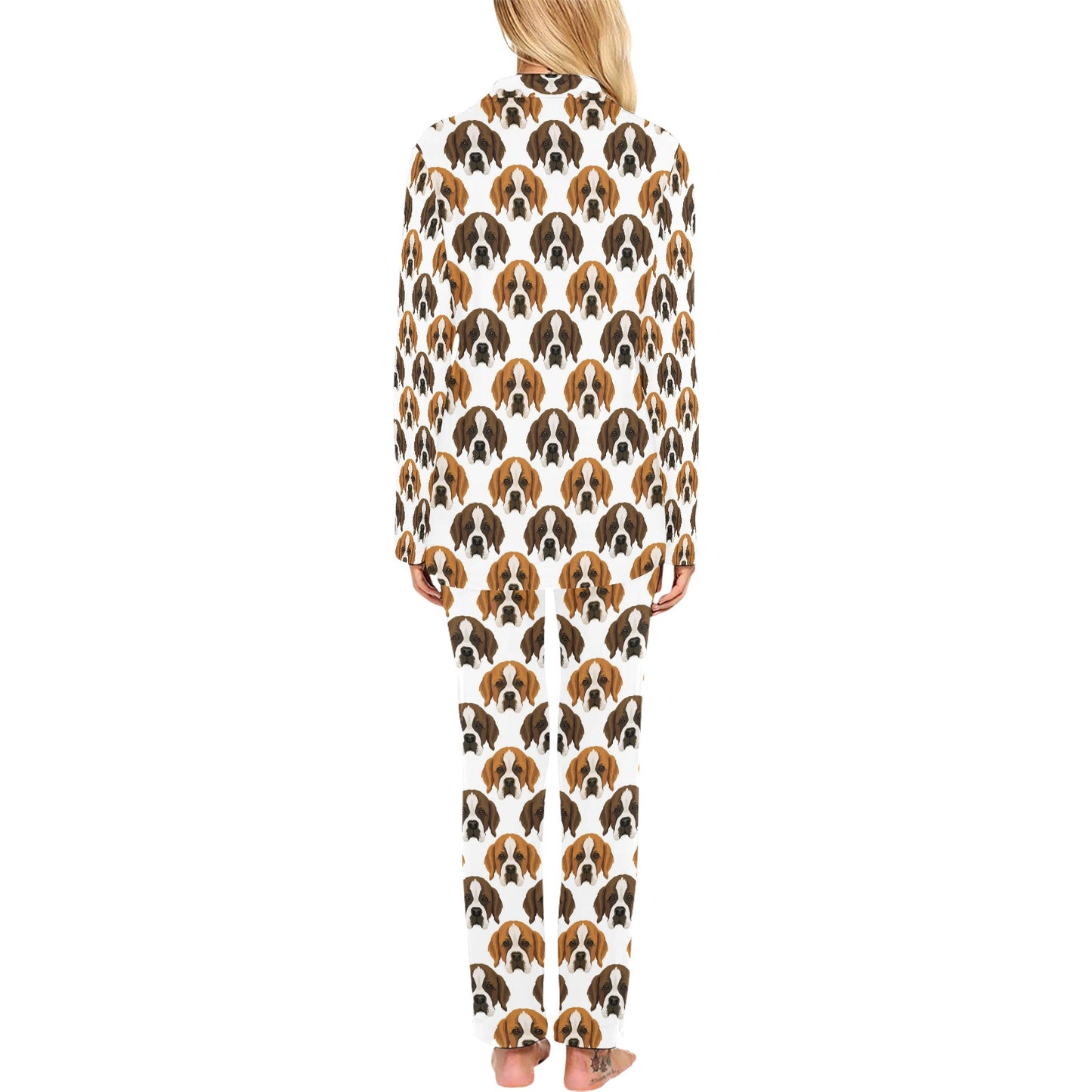 St Bernards Print Design LKS301 Women's Long Pajama Set