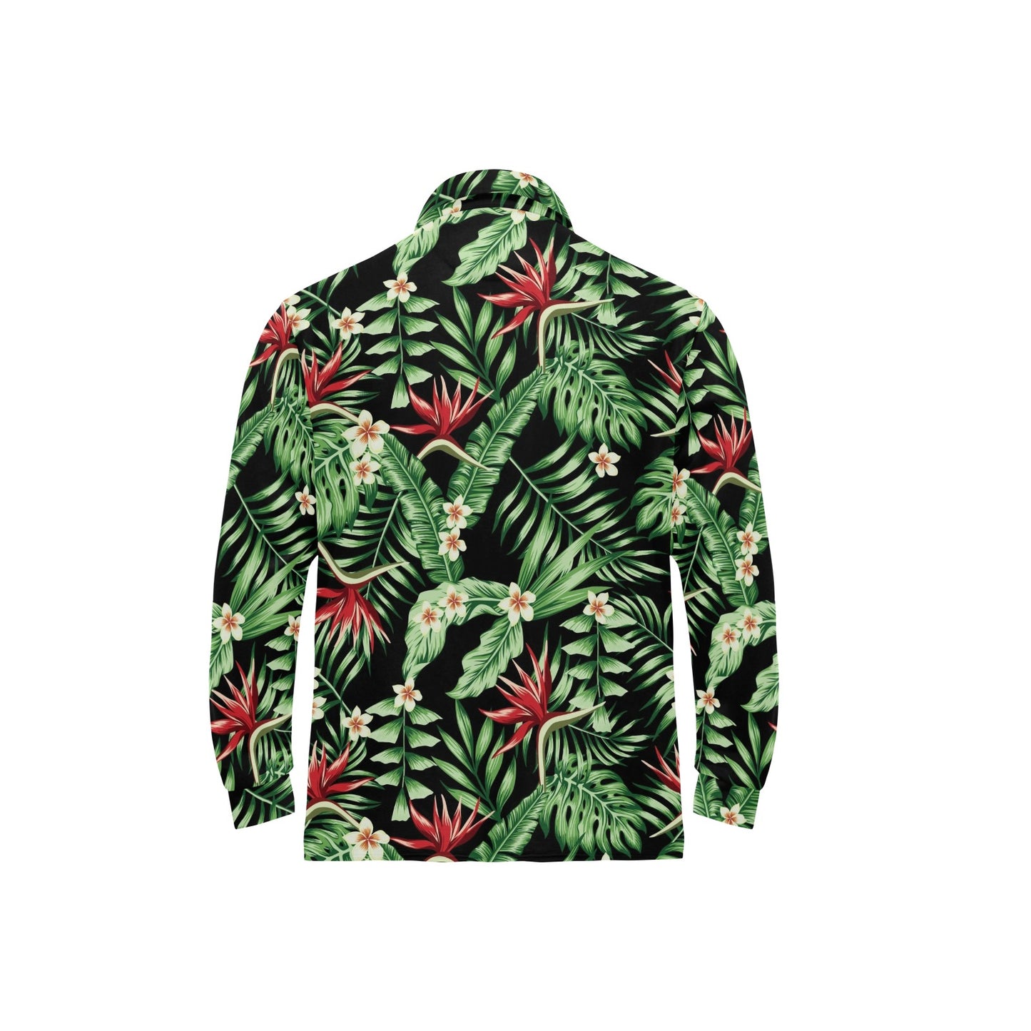 Bird Of Paradise Pattern Print Design BOP05 Long Sleeve Polo Shirt For Men's