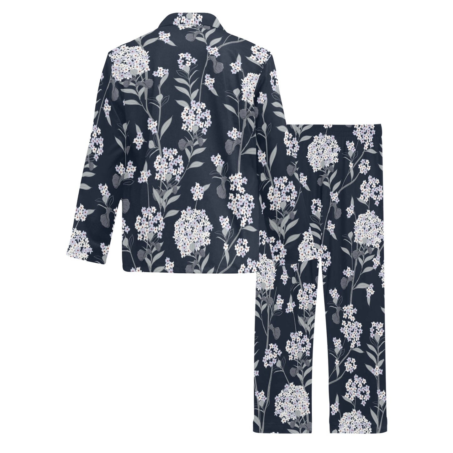 Hydrangea Pattern Print Design HD07 Men's Long Pajama Set