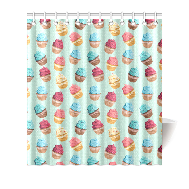 Cupcake Pattern Print Design 01 Shower Curtain