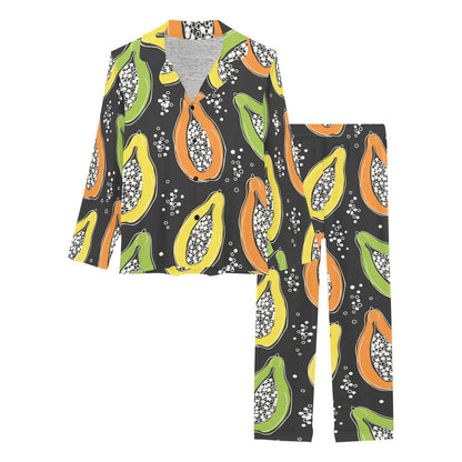 Papaya Pattern Print Design PP05 Women's Long Pajama Set