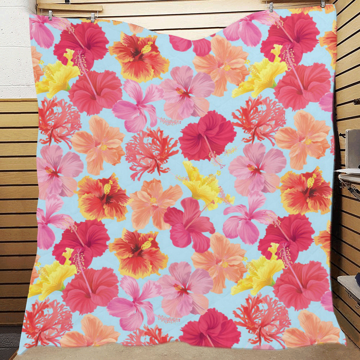 Hibiscus Pattern Print Design HB020 Premium Quilt