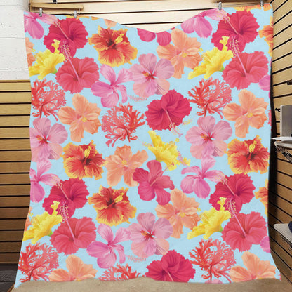 Hibiscus Pattern Print Design HB020 Premium Quilt