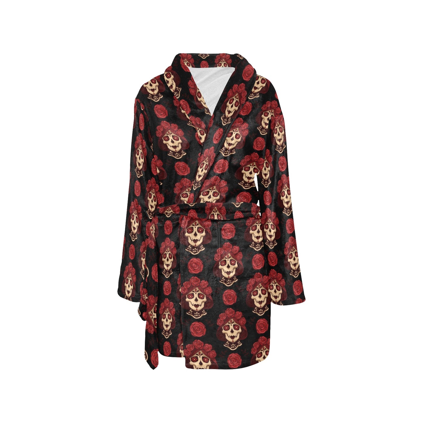 Day of the Dead Skull Girl Pattern Women's Fleece Robe