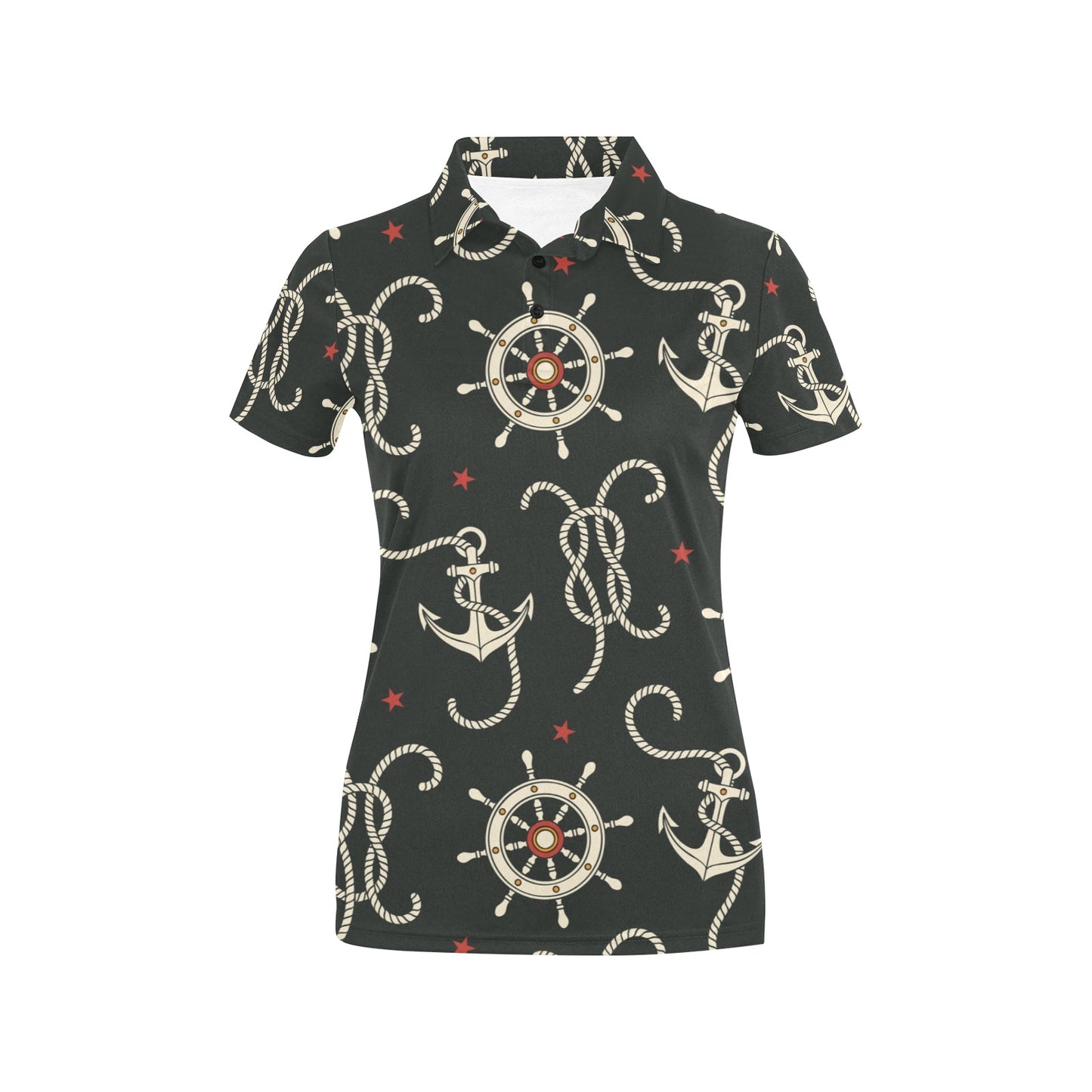 Nautical Anchor Pattern Women's Polo Shirt