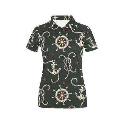 Nautical Anchor Pattern Women's Polo Shirt