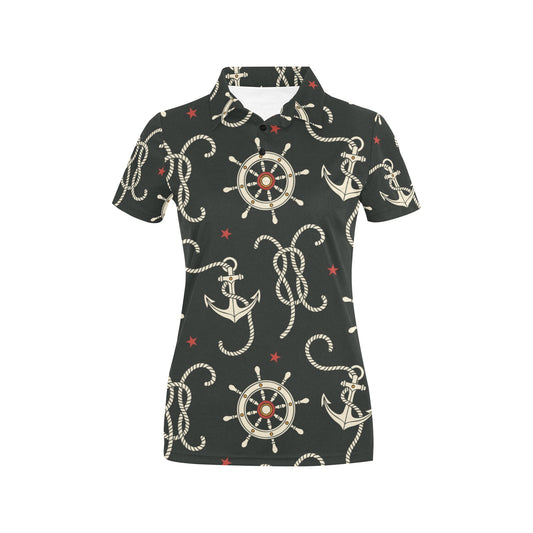 Nautical Anchor Pattern Women's Polo Shirt
