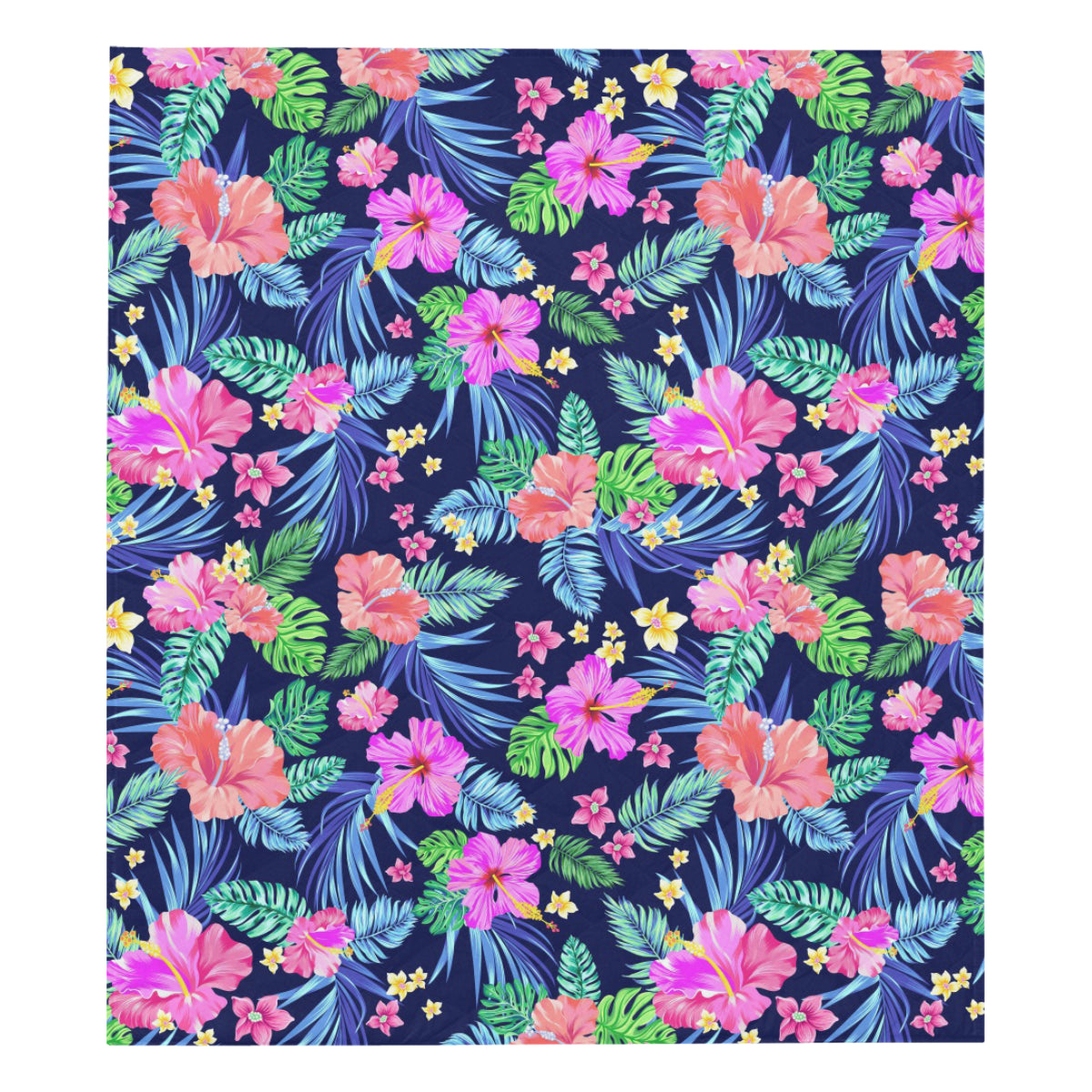 Neon Hibiscus Pattern Print Design HB016 Premium Quilt