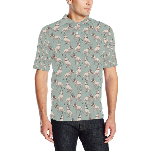 Bull Terrier Cute Print Pattern Men Polo Shirt