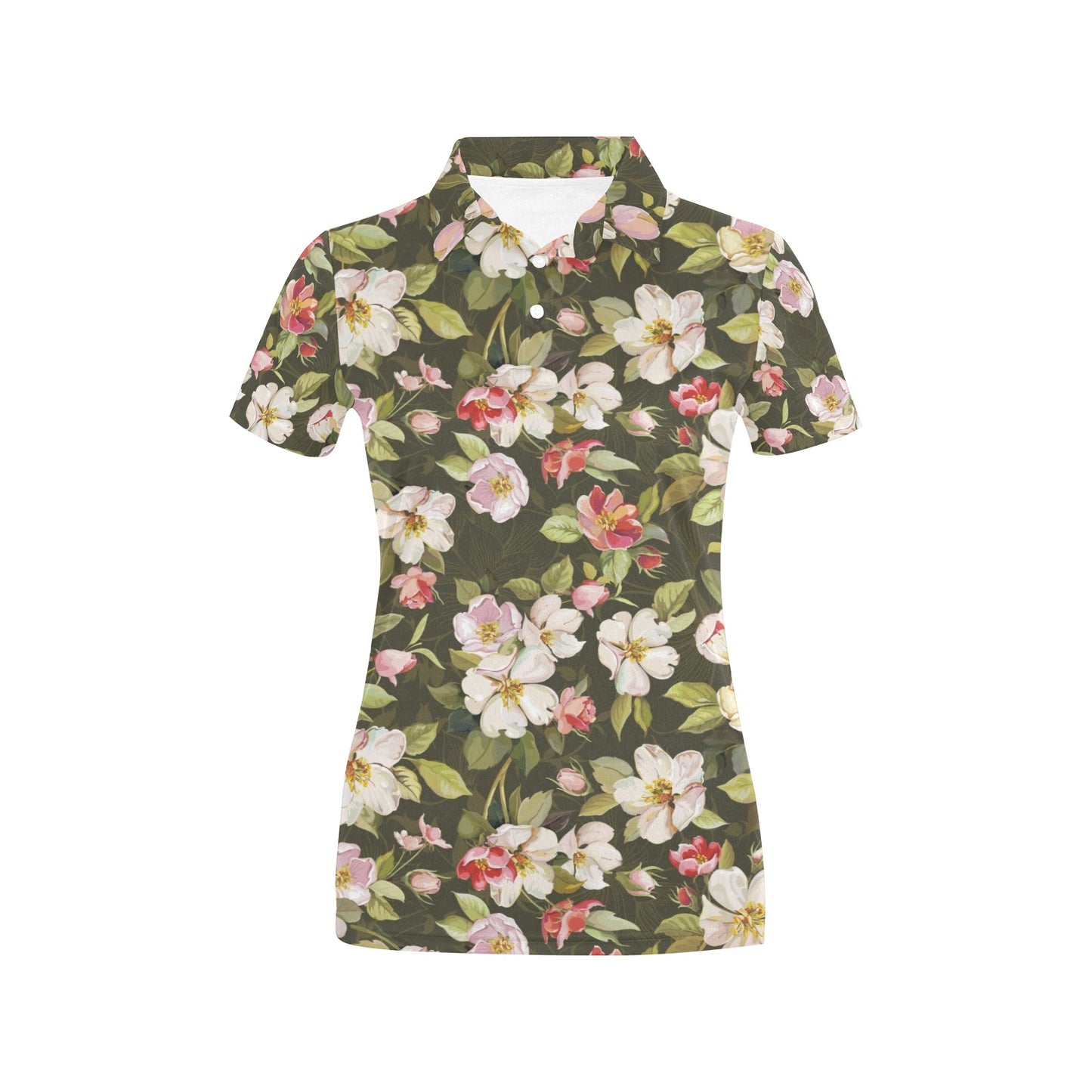 Apple blossom Pattern Print Design AB01 Women's Polo Shirt