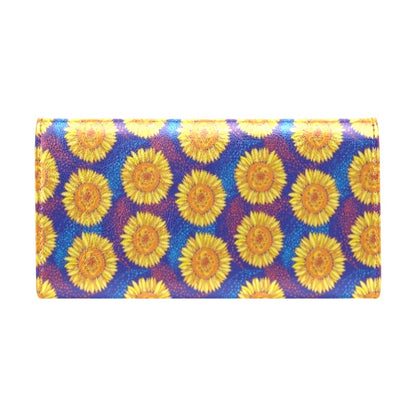 Sunflower Hand Drawn Style Print Women's Trifold Wallet