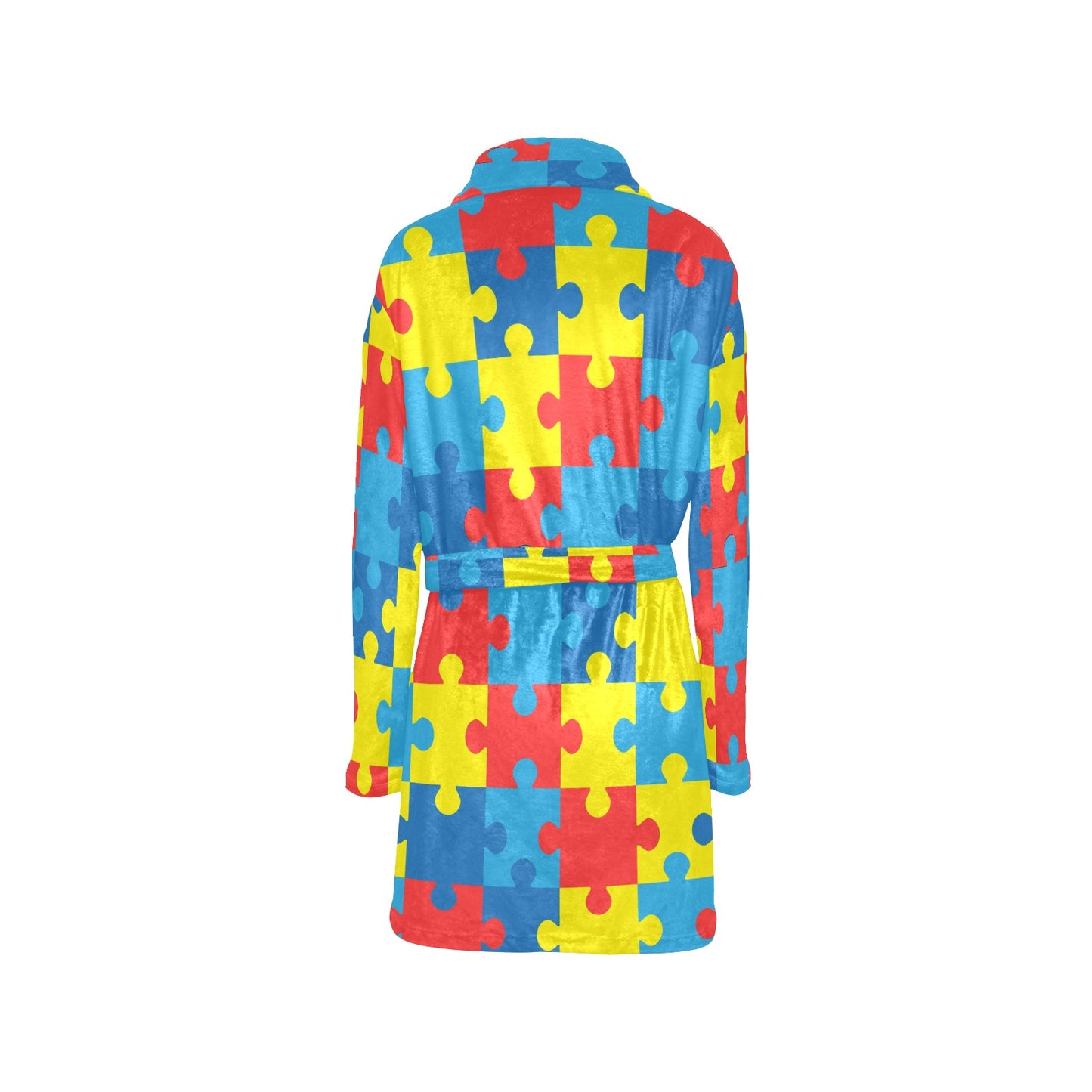 Autism Awareness Puzzles Design Print Women's Fleece Robe