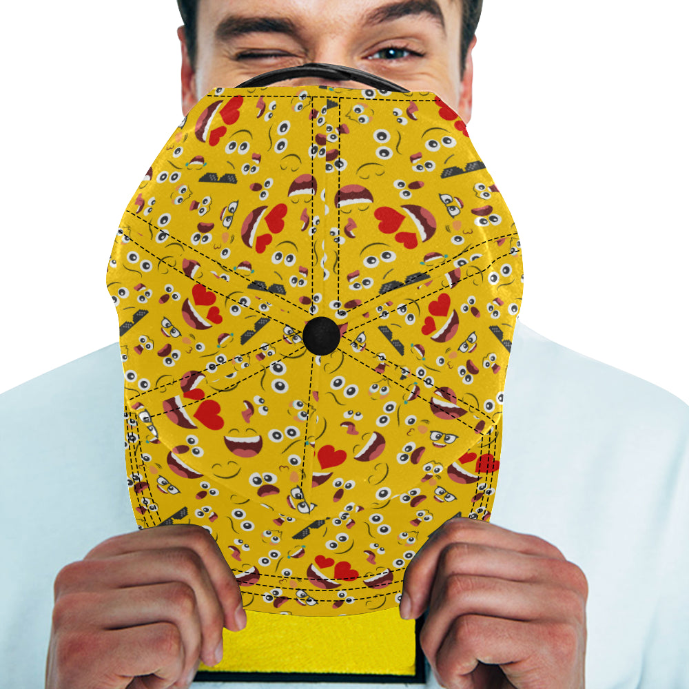 Emoji Face Print Pattern Snapback Cap