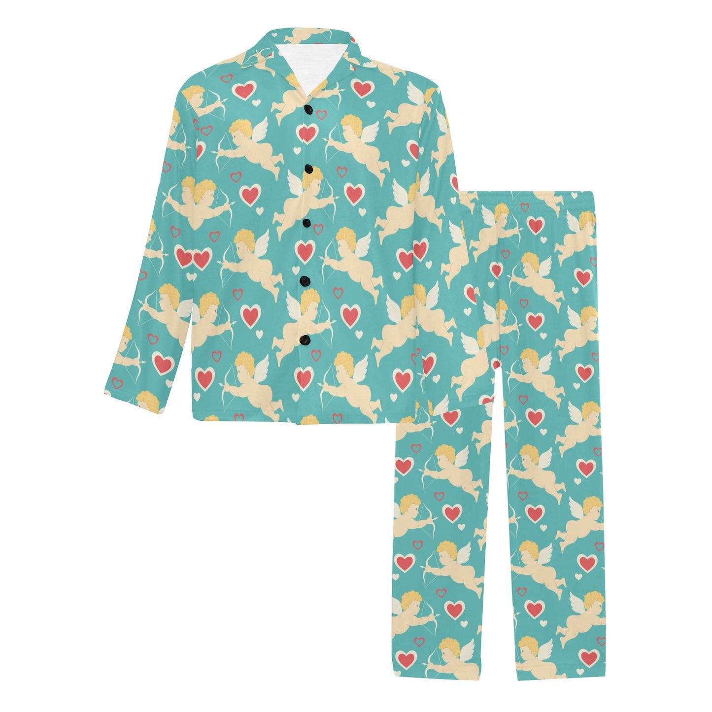 Cupid Pattern Print Design 01 Men's Long Pajama Set