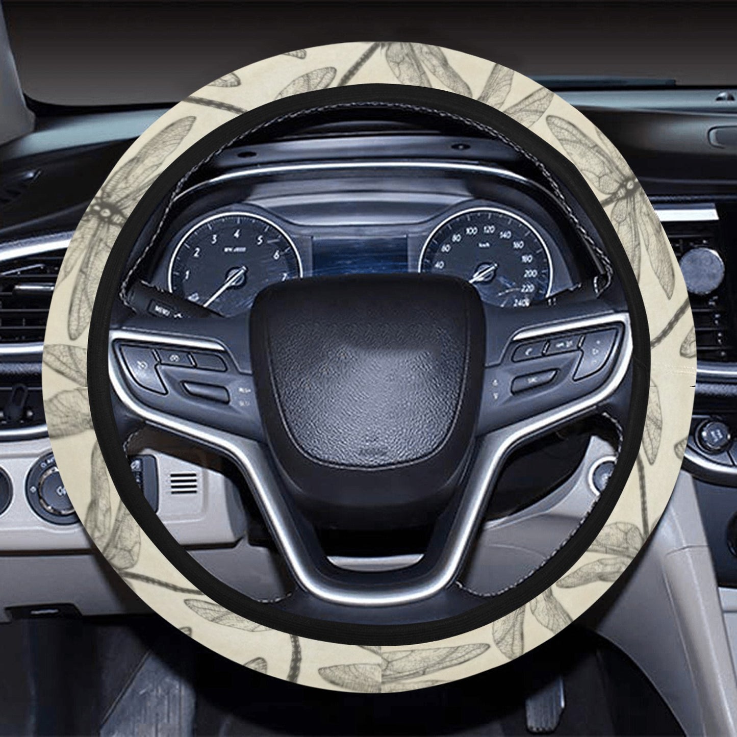 Dragonfly Print Design LKS402 Steering Wheel Cover with Elastic Edge