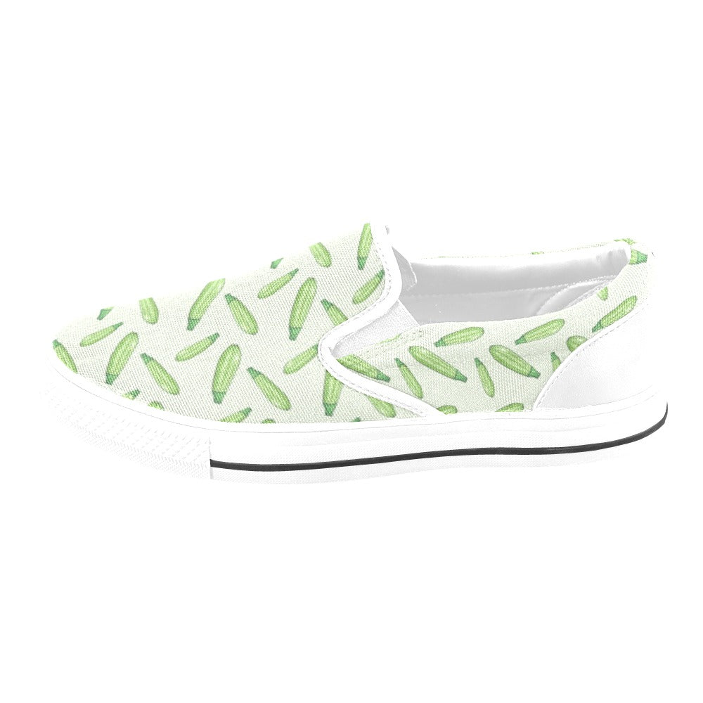 Zucchini Print Design LKS302 White Slip Ons Canvas Women's Shoes