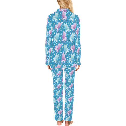 Pegasus Pattern Print Design 04 Women's Long Pajama Set
