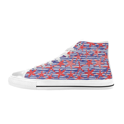 Starfish Print Design LKS401 Men's High Top Canvas Shoes