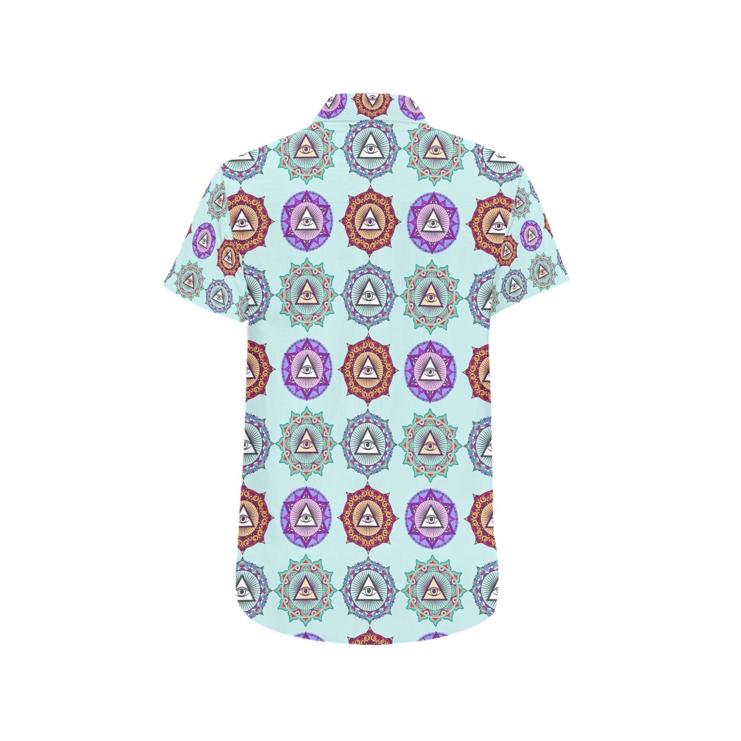 Third Eye Print Design LKS302 Men Short Sleeve Button Up Shirt