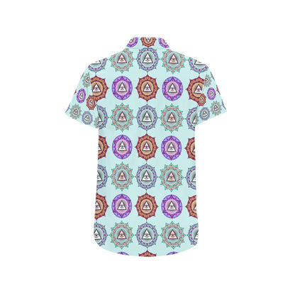 Third Eye Print Design LKS302 Men Short Sleeve Button Up Shirt