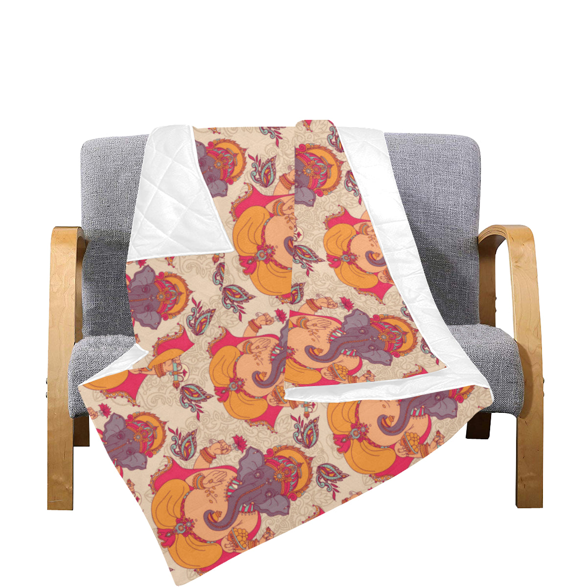 Ganesha Indian Pattern Print Design 02 Premium Quilt
