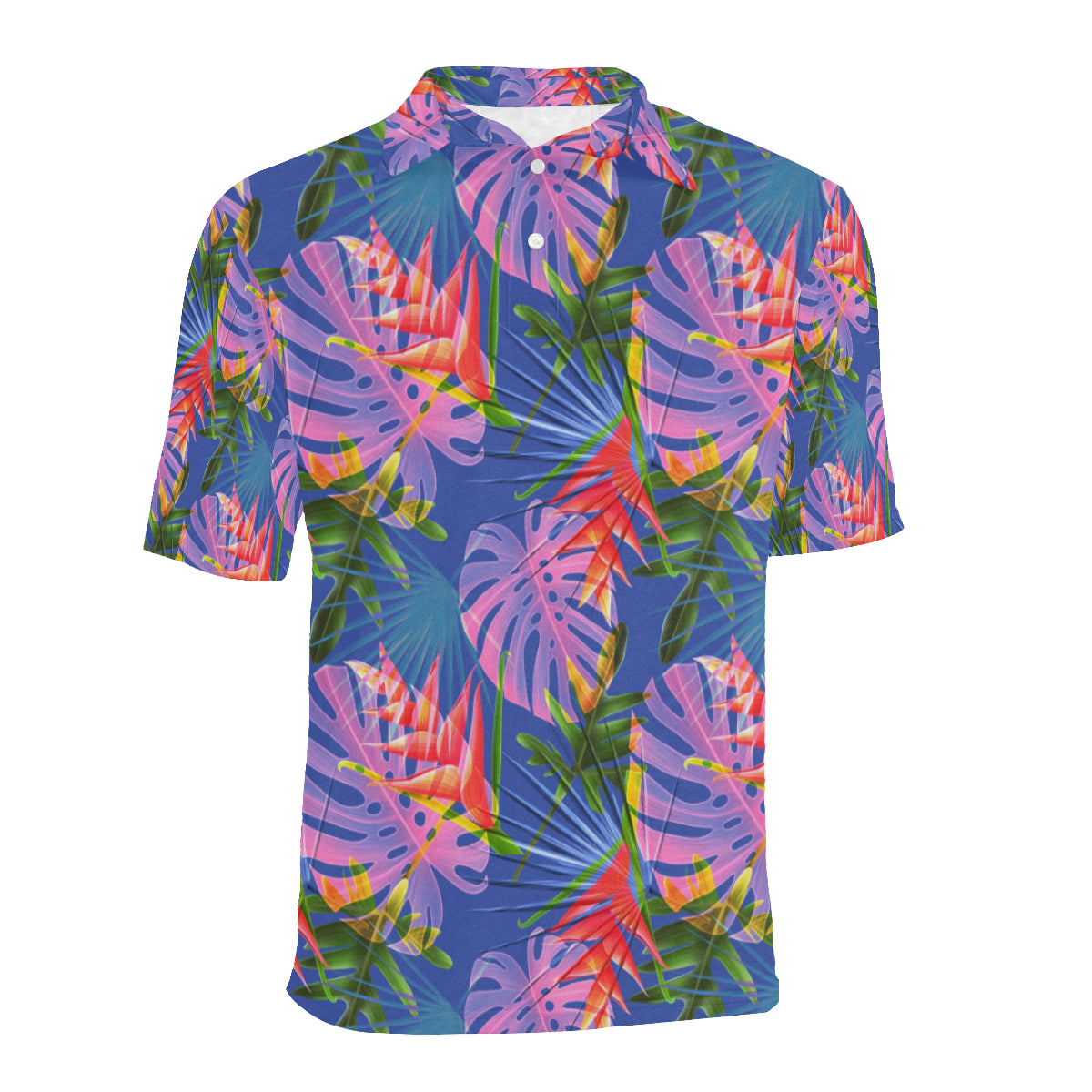 Tropical Flower Pattern Print Design TF025 Men Polo Shirt