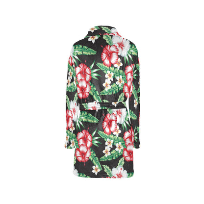 Hawaiian flower tropical leaves Women's Fleece Robe