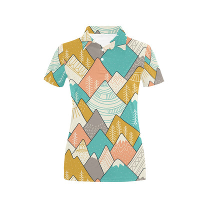 Mountain Pattern Print Design 02 Women's Polo Shirt