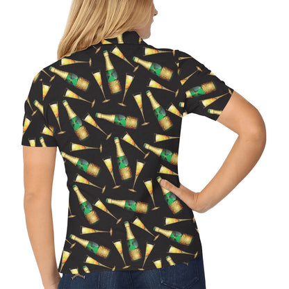 Champagne Pattern Print Design 02 Women's Polo Shirt