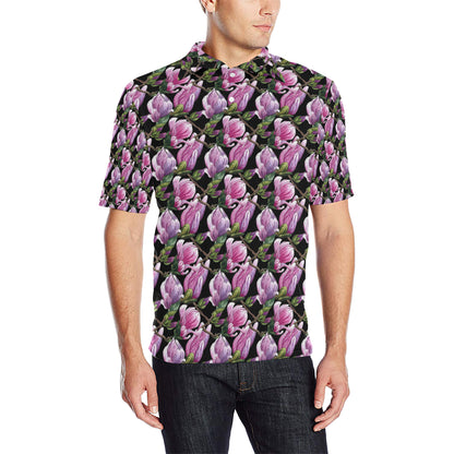 Magnolia Pattern Print Design MAG011 Men Polo Shirt