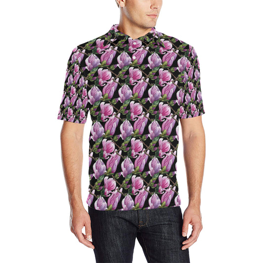 Magnolia Pattern Print Design MAG011 Men Polo Shirt