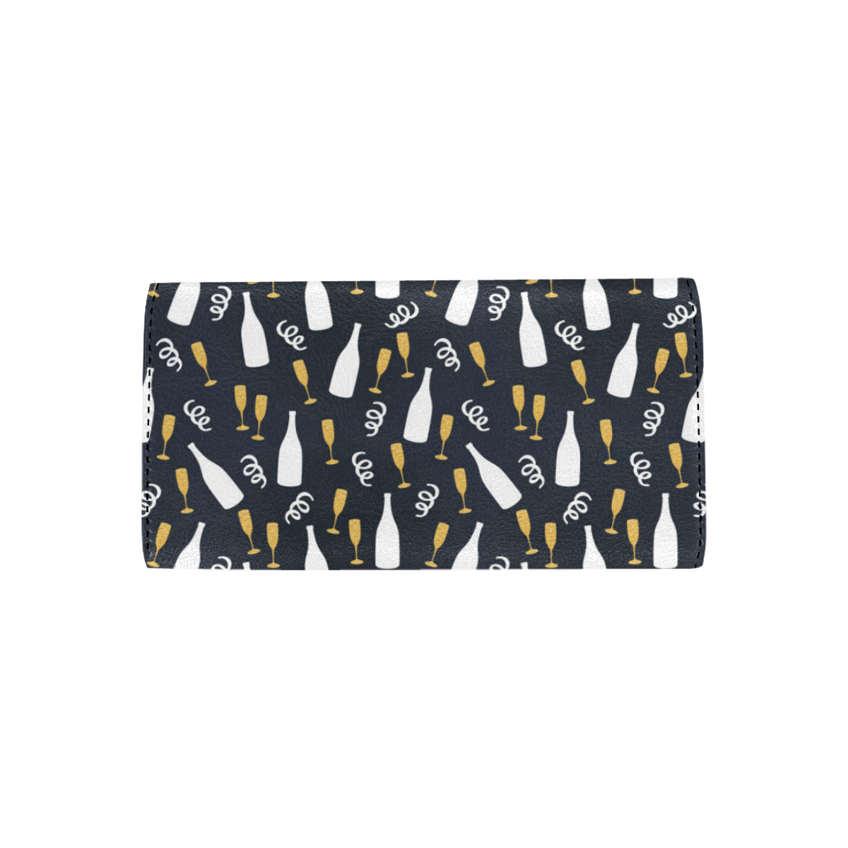 Champagne Pattern Print Design 01 Women's Trifold Wallet