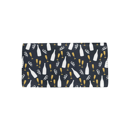 Champagne Pattern Print Design 01 Women's Trifold Wallet