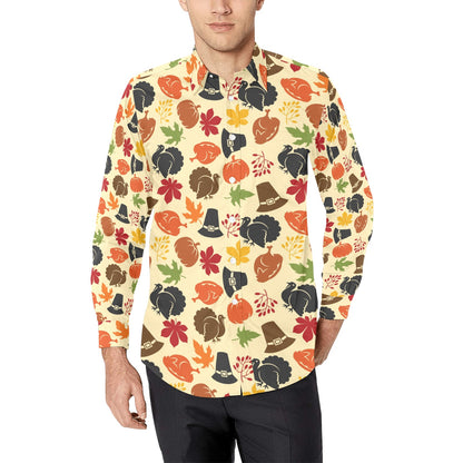 Thanksgiving Print Design LKS303 Men's Long Sleeve Dress Shirt