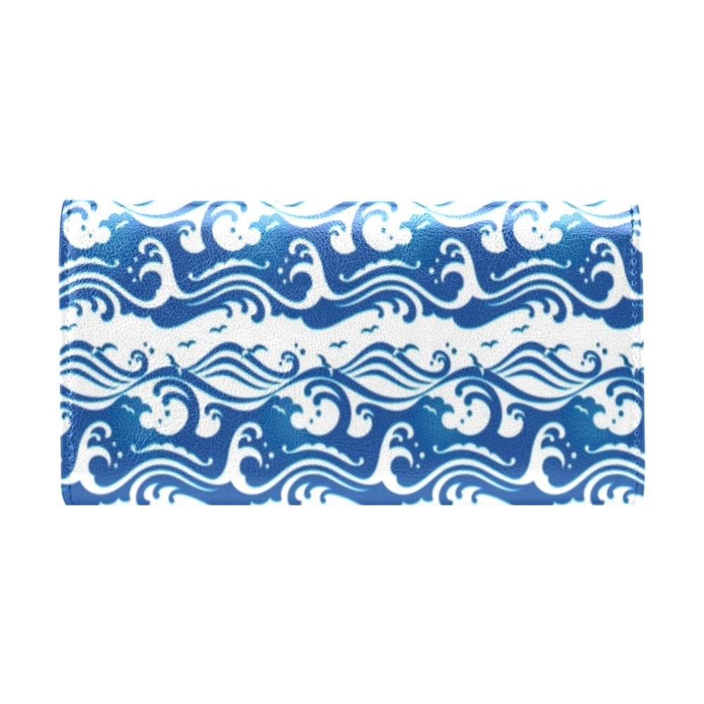 Wave Print Design LKS303 Women's Trifold Wallet