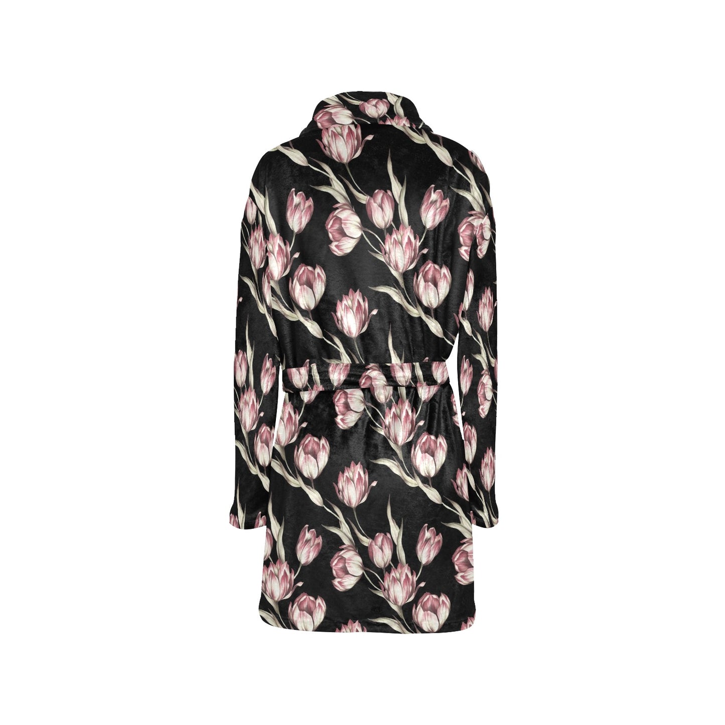Tulip Pink Pattern Print Design TP02 Women's Fleece Robe