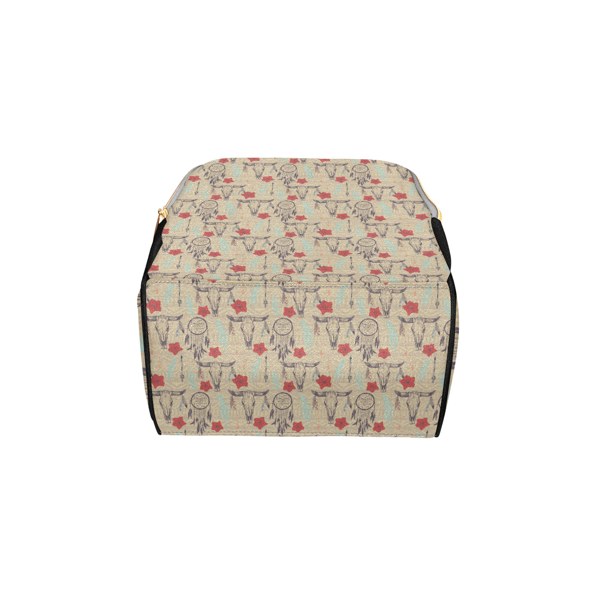 Native Buffalo Head Themed Design Print Diaper Bag Backpack