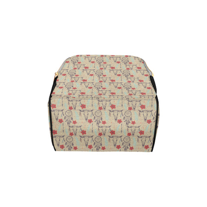 Native Buffalo Head Themed Design Print Diaper Bag Backpack