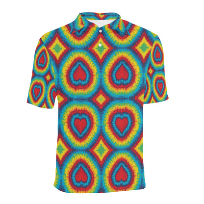 Tie Dye Heart shape Men Polo Shirt