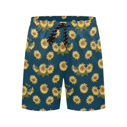 Sunflower Print Design LKS305 Men's Swim Trunks Beach Shorts